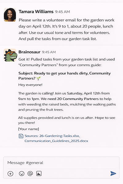 Write & Create — Brainosaur in Slack