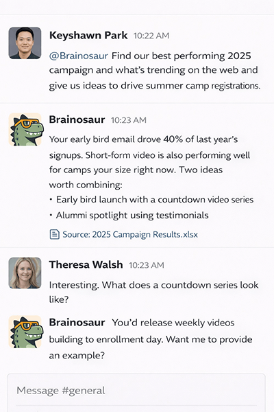 Brainstorm & Collaborate — Brainosaur in Slack